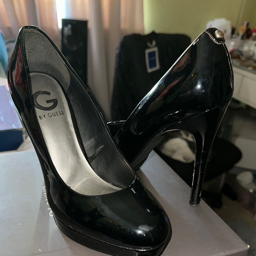 G by Guess Shiny Black Heels for Women